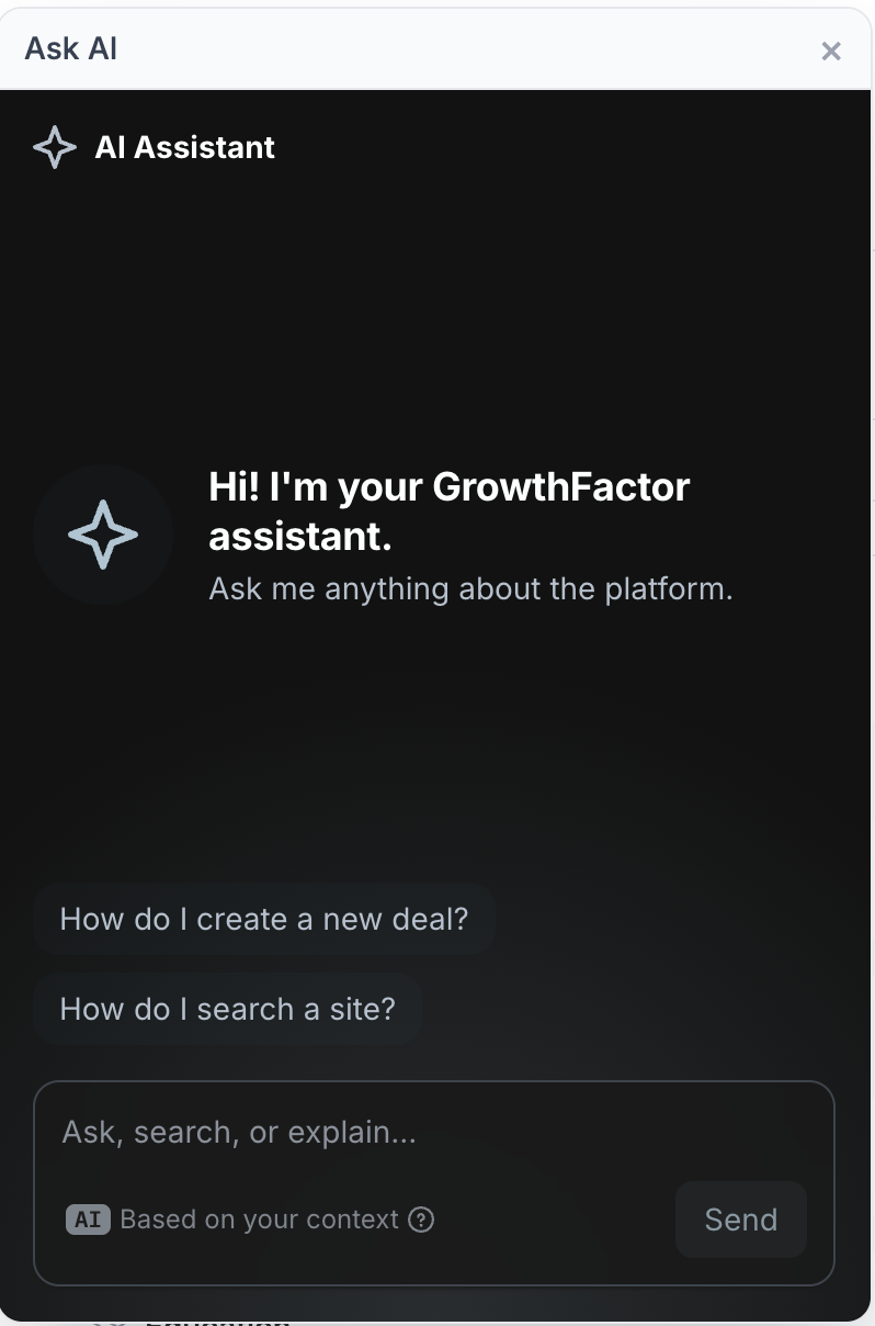 Ask AI assistant modal