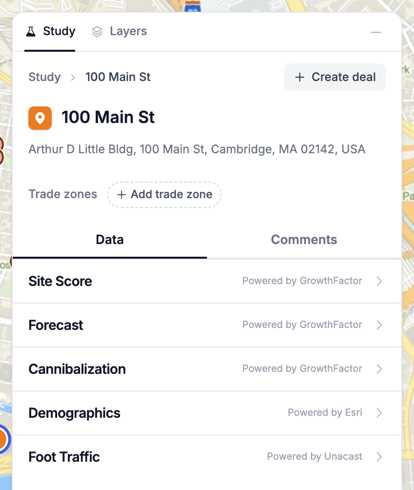 The analysis available at a pin